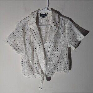 Modcloth Daisy Button Down Front Tie Retro Shirt Top Women's Size Medium
